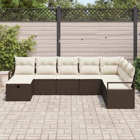 vidaXL Σετ Καναπέ Κήπου 8 pcs Καφέ Πολυ ράταν