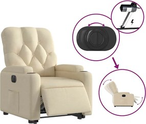 vidaXL Πολυθρόνα Ηλεκ. Ανακλινόμενη με Ανύψωση Κρεμ Υφασμάτινη