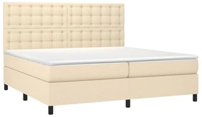 vidaXL Κρεβάτι Boxspring με Στρώμα Κρεμ 200x200 εκ. Υφασμάτινο