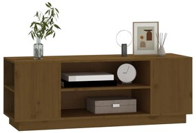 vidaXL Έπιπλο Τηλεόρασης Καφέ Μελί 110x35x40,5εκ από Μασίφ Ξύλο Πεύκου