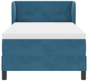 vidaXL Κρεβάτι με Μάτρες Στρώμα Σκούρο Μπλε 90x200 εκ Βελούδο