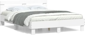 vidaXL Πλαίσιο Κρεβατιού με Κεφαλάρι Λευκό140x190εκ.Επεξεργασμένο Ξύλο