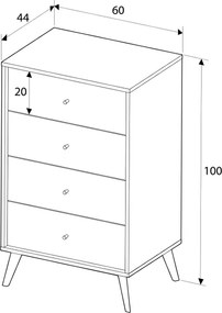 Συρταριέρα Terra Megapap χρώμα florida oak 60x44x100εκ.