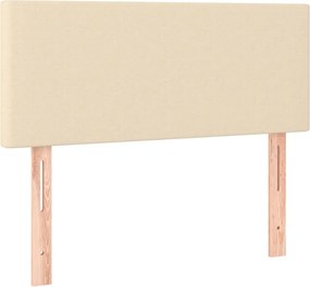 vidaXL Κρεβάτι Boxspring με Στρώμα Κρεμ 90x200 εκ.Υφασμάτινο