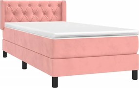 vidaXL Κρεβάτι Boxspring με Στρώμα Ροζ 80 x 200 εκ. Βελούδινο
