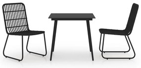 vidaXL Σετ Τραπεζαρίας Εξωτερικού Χώρου 3 τεμ. από Συνθ. Ρατάν/Γυαλί