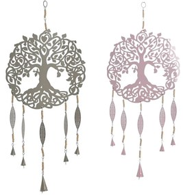 Κρεμαστή διακόσμηση Home ESPRIT Μπλε Λευκό Γκρι Ροζ Σίδερο Δέντρο 33 x 1 x 77 cm (4 Μονάδες)