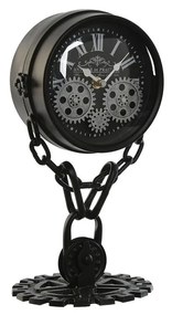 Bordklokke Home ESPRIT Μαύρο Ασημί