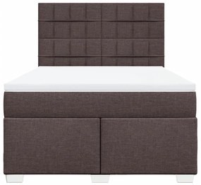 Κρεβάτι Boxspring με Στρώμα Σκούρο Καφέ 140x200 εκ Υφασμάτινο - Καφέ