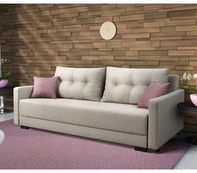Καναπές - Κρεβάτι Enco Μπέζ - Ρόζ 220x88x77 εκ. 220x88x77 εκ.