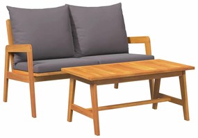 vidaXL Σετ μπιστρό με μαξιλάρι 2 pcs Καφέ Μασίφ ξύλο ακακίας