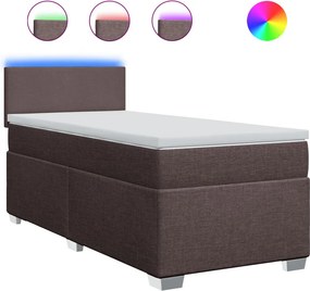 vidaXL Κρεβάτι Boxspring με Στρώμα Σκούρο Καφέ 90x200 εκ. Υφασμάτινο
