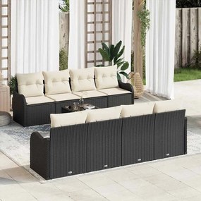 vidaXL Σετ Καναπέ Κήπου 9 pcs Μαύρο 55 x 55 x 37 εκ Πολυ ράταν