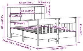 Σκελετός Κρεβ. Χωρίς Στρώμα Καφέ Κεριού 120x200 εκ Μασίφ Πεύκο - Καφέ