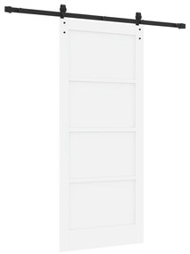vidaXL Συρόμενη Πόρτα με Σετ Εξαρτημάτων Λευκή 86x198.5 εκ Συμπαγές Ξύλο Πεύκου