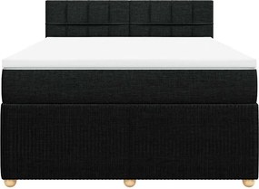 vidaXL Κρεβάτι Boxspring με Στρώμα Μαύρο 140x200 εκ. Υφασμάτινο