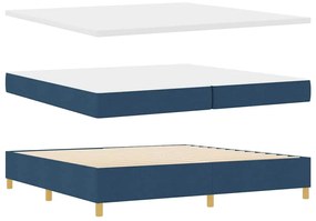 vidaXL Κρεβάτι με ελατήριο με στρώμα Μπλε 200 x 200 cm ύφασμα
