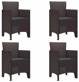 vidaXL Καρέκλες Κήπου 4 pcs Καφέ 53 x 49 x 85 εκ. Πλαστικό