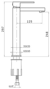 Μπαταρία νιπτήρα Streto Plus XL Χρωμέ