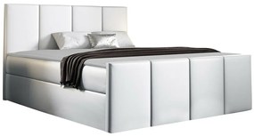 Κρεβάτι continental Baltimore 154, Διπλό, Continental, Άσπρο, 160x200, Οικολογικό δέρμα, Τάβλες για Κρεβάτι, 164x213x103cm, 130 kg, Στρώμα: Ναι