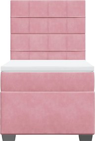 vidaXL Κρεβάτι Boxspring με Στρώμα Ροζ 100x200 εκ. Βελούδινο