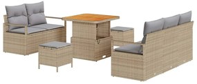 vidaXL Σετ Καναπέ Κήπου με μαξιλάρι 8 pcs Μπεζ Πολυ ράταν