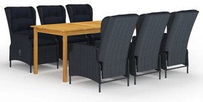 vidaXL Σετ Τραπεζαρίας Κήπου 7 Τεμαχίων Σκούρο Γκρι