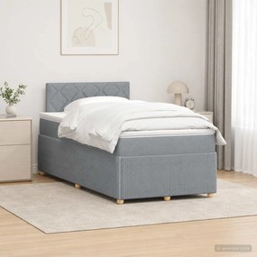 vidaXL Κρεβάτι box spring με στρώμα Ανοιχτό γκρι 120 x 200 cm Ύφασμα