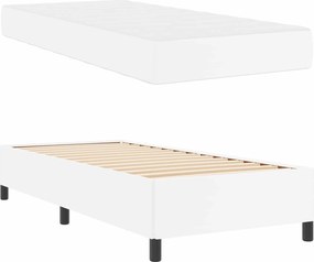 vidaXL Σκελετός Κρεβατιού με στρώμα Λευκό 90 x 190 cm ύφασμα