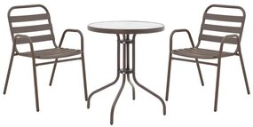 Σετ κήπου - Τραπεζαρία Watson-Sussie μέταλλο καφέ - γυαλί Φ60x70 εκ. 60x60x70 εκ.