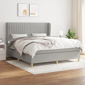 Κρεβάτι Boxspring με Στρώμα Ανοιχτό Γκρι 180x200 εκ. Υφασμάτινο - Γκρι