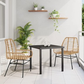 vidaXL Σετ 3 τεμαχίων για δείπνο στον κήπο Καφέ Πολυ Ράταν