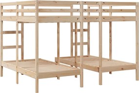 vidaXL Σκελετός Τριπλής Κουκέτας 160x200/80x160 εκ. Μασίφ Πεύκο