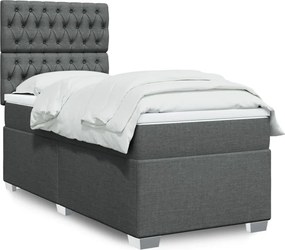 vidaXL Κρεβάτι Boxspring με Στρώμα Σκούρο Γκρι 80x200 εκ. Υφασμάτινο