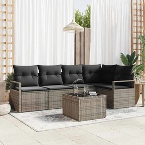 vidaXL Σετ Καναπέ Κήπου 6 pcs Ανοιχτό γκρι Πολυ rattan, βαμμένο ατσάλι