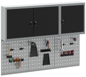 vidaXL Σετ Εργαλειοθήκης 5 Τεμαχίων με Πίνακα Αναρτήσεων Τοίχου Μαύρο Μέταλλο