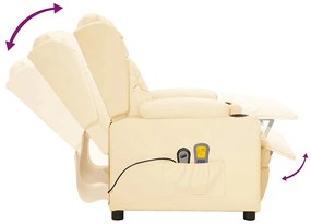 vidaXL Πολυθρόνα Μασάζ Ηλεκτρική Κρεμ από Συνθετικό Δέρμα