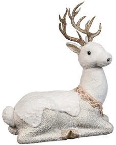 Χριστουγεννιάτικη Διακοσμητική Φιγούρα Καθιστό Ελάφι 23728 34x14x39cm White-Gold