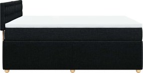 vidaXL Κρεβάτι Boxspring με Στρώμα Μαύρο 140x190 εκ. Υφασμάτινο