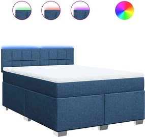 vidaXL Κρεβάτι Boxspring με Στρώμα Μπλε 140x190 εκ. Υφασμάτινο