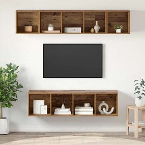 vidaXL Σετ επίπλου τηλεόρασης 4 pcs Παλαιό ξύλο 37 x 37 x 142.5 εκ