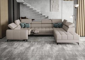 Γωνιακός καναπές Calyra Max I Relax Lthr-Γκρεζ-Δεξιά