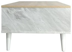 Τραπέζι σαλονιού Moses χρώμα sonoma-λευκό μαρμάρου 90x54x37.5εκ 90x54x37.5 εκ.