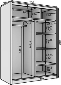 Ντουλάπα Houston 150 συρόμενη-Mauro-Leuko