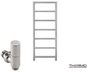 Thermo TEMPO Θερμαινόμενη πετσετοκρεμάστρα από ανοξείδωτο χάλυβα με υδραυλική λειτουργία, 120x50cm Inox Brushed