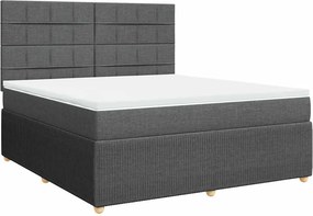 vidaXL Κρεβάτι Boxspring με Στρώμα Σκούρο Γκρι 180x200 εκ Υφασμάτιν