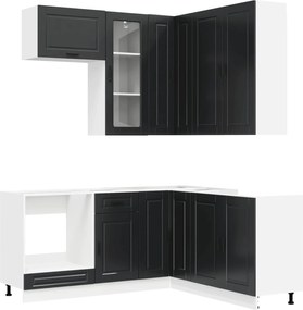 vidaXL Μονάδα κουζίνας PORTO 8 pcs Μαύρο Επεξεργασμένο Ξύλο