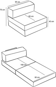 Πολυθρόνα - κρεβάτι Comfort Megapap υφασμάτινη χρώμα ανθρακί 95x95x75εκ.
