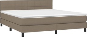 vidaXL Κρεβάτι Boxspring με Στρώμα &amp; LED Taupe 180x200 εκ. Υφασμάτινο