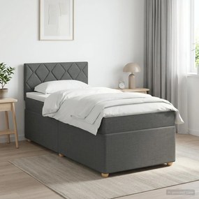 vidaXL Κρεβάτι box spring με στρώμα Σκούρο Γκρι 100 x 200 cm Ύφασμα